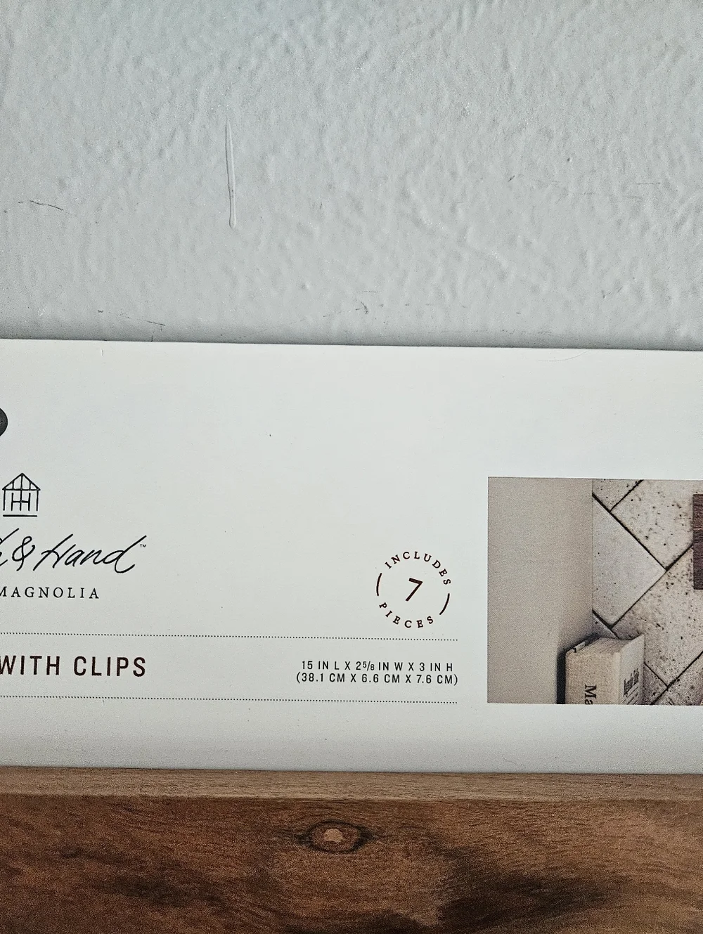 NWT Hearth & Hand With Magnolia Brass And Wood Wall Rail With Clips
